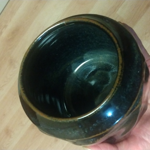 2 Deep Blue and Brown Glazed Smaller Decorative Pottery Vases - Picture 10 of 15